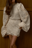 Taylor Cream White Lace Blouse & Skirt Set - Aura Muse