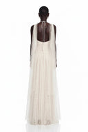 Téodora Ivory Halterneck Lace Maxi Dress with Cape - Aura Muse