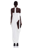Téodora White Halter Neck Draped Maxi Dress - Aura Muse
