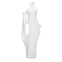 Téodora White Halter Neck Draped Maxi Dress - Aura Muse