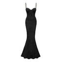 Theresa Black Floral Appliqué Corset Maxi Dress - Aura Muse
