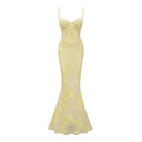 Theresa Yellow Floral Appliqué Corset Maxi Dress - Aura Muse