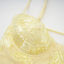 Theresa Yellow Floral Appliqué Corset Maxi Dress - Aura Muse