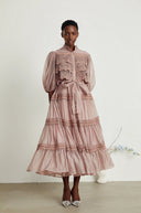 Thérèse lace cut - out tiered midi dress - Aura Muse