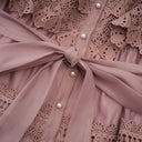 Thérèse lace cut - out tiered midi dress - Aura Muse