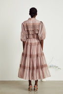 Thérèse lace cut - out tiered midi dress - Aura Muse