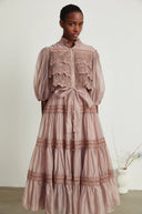 Thérèse lace cut - out tiered midi dress - Aura Muse