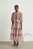 Thérèse lace cut - out tiered midi dress - Aura Muse