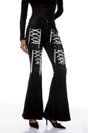 Thyra Black Lace - up Detail Flared Jeans - Aura Muse