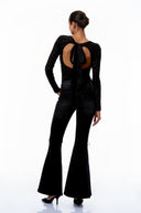 Thyra Black Lace - up Detail Flared Jeans - Aura Muse