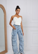 Tillie high - waisted palazzo cargo trousers - Aura Muse
