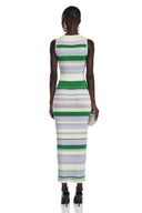 Uliana Green Round Neck Horizontal Stripes Maxi Dress - Aura Muse