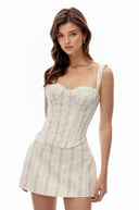 Ulrica White Sleeveless Floral Print Top & Skirt Set - Aura Muse
