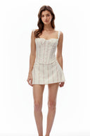 Ulrica White Sleeveless Floral Print Top & Skirt Set - Aura Muse