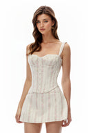 Ulrica White Sleeveless Floral Print Top & Skirt Set - Aura Muse