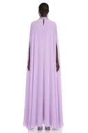 Urraca Purple Rhinestone Maxi Dress with Cape sleeve - Aura Muse