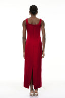 Valencia Red Floral Embroidered Maxi Dress - Aura Muse