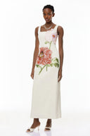 Valencia White Flora Embroidered Maxi Dress - Aura Muse