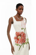 Valencia White Flora Embroidered Maxi Dress - Aura Muse