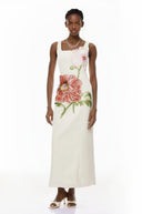 Valencia White Flora Embroidered Maxi Dress - Aura Muse