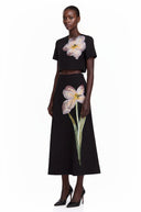 Valérie Black Sequin Floral Embroidered Matching Set - Aura Muse