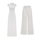 Valerie White Floral Lace Top & Trousers Set - Aura Muse
