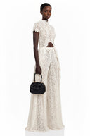 Valerie White Floral Lace Top & Trousers Set - Aura Muse