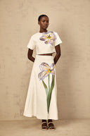 Valérie White Sequin Floral Embroidered Matching Set - Aura Muse