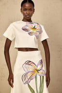 Valérie White Sequin Floral Embroidered Matching Set - Aura Muse