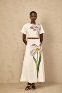 Valérie White Sequin Floral Embroidered Matching Set - Aura Muse