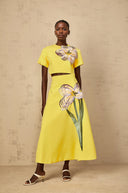 Valérie Yellow Sequin Floral Embroidered Matching Set - Aura Muse