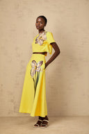 Valérie Yellow Sequin Floral Embroidered Matching Set - Aura Muse