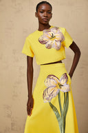 Valérie Yellow Sequin Floral Embroidered Matching Set - Aura Muse