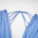 Velma petal-detail drawstring maxi dress in Blue - Aura Muse