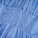 Velma petal-detail drawstring maxi dress in Blue - Aura Muse