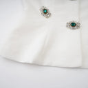 Violante White Crystal Embellished Peplum Jacket - Aura Muse