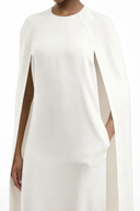 Vittoria White Cape Effect Midi Dress - Aura Muse