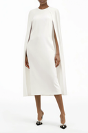 Vittoria White Cape Effect Midi Dress - Aura Muse