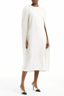 Vittoria White Cape Effect Midi Dress - Aura Muse