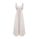 Viviane white lace pleated maxi dress - Aura Muse
