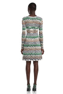 Wendelina Green Zigzag Weave Long Sleeve Midi Dress - Aura Muse