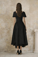 Wilhelmina Black Asymmetrical Shawl & Tulle Panel Dress Set - Aura Muse