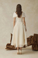 Wilhelmina White Asymmetrical Shawl & Tulle Panel Dress Set - Aura Muse