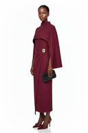 Xavière Burgundy Cape Maxi Dress - Aura Muse