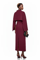 Xavière Burgundy Cape Maxi Dress - Aura Muse