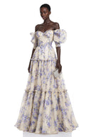 Zadar Purple Floral Print Ruffled Maxi Dress - Aura Muse