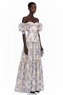 Zadar Purple Floral Print Ruffled Maxi Dress - Aura Muse