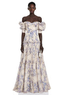 Zadar Purple Floral Print Ruffled Maxi Dress - Aura Muse