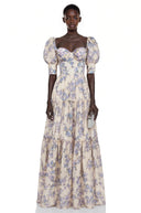 Zadar Purple Floral Print Ruffled Maxi Dress - Aura Muse