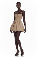 Zazie Champagne Sweetheart Pleated Mini Dress - Aura Muse